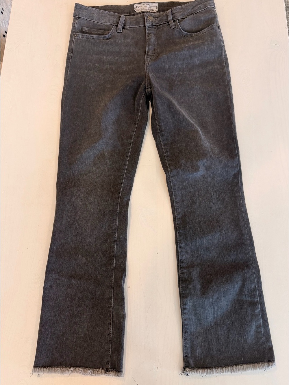 Free People Gray Wash Raw Hem Flare Jeans Size 27